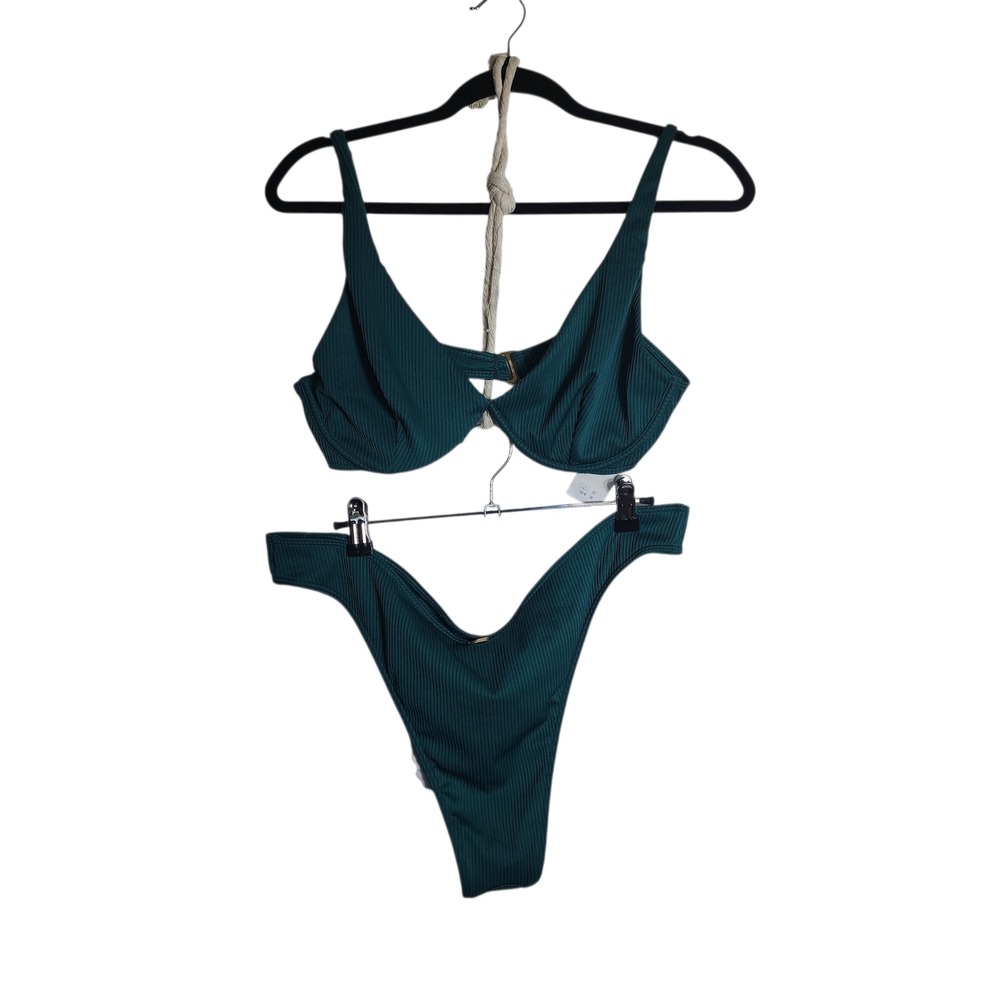 Hollister Teal Ribbed Underwire Bikini Set